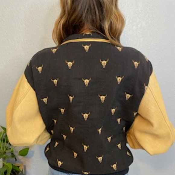90s Cow Skull Montana Coat Co Bomber Jacket - Picture 2 of 6